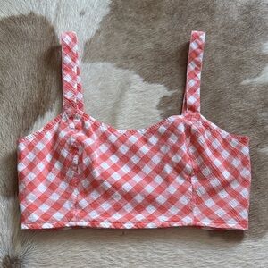 Aerie Red and White Checkered Crop Top
